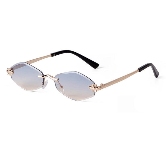 Polygonal Small Rimless Rhombus Sunglasses Women